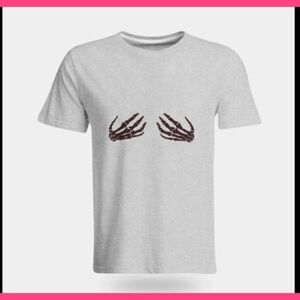 Bad Bones Skeleton Hands Heather Gray Pullover Short Sleeve T-Shirt